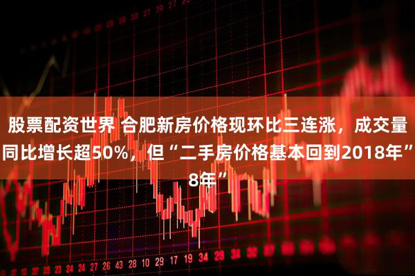 股票配资世界 合肥新房价格现环比三连涨，成交量同比增长超50%，但“二手房价格基本回到2018年”